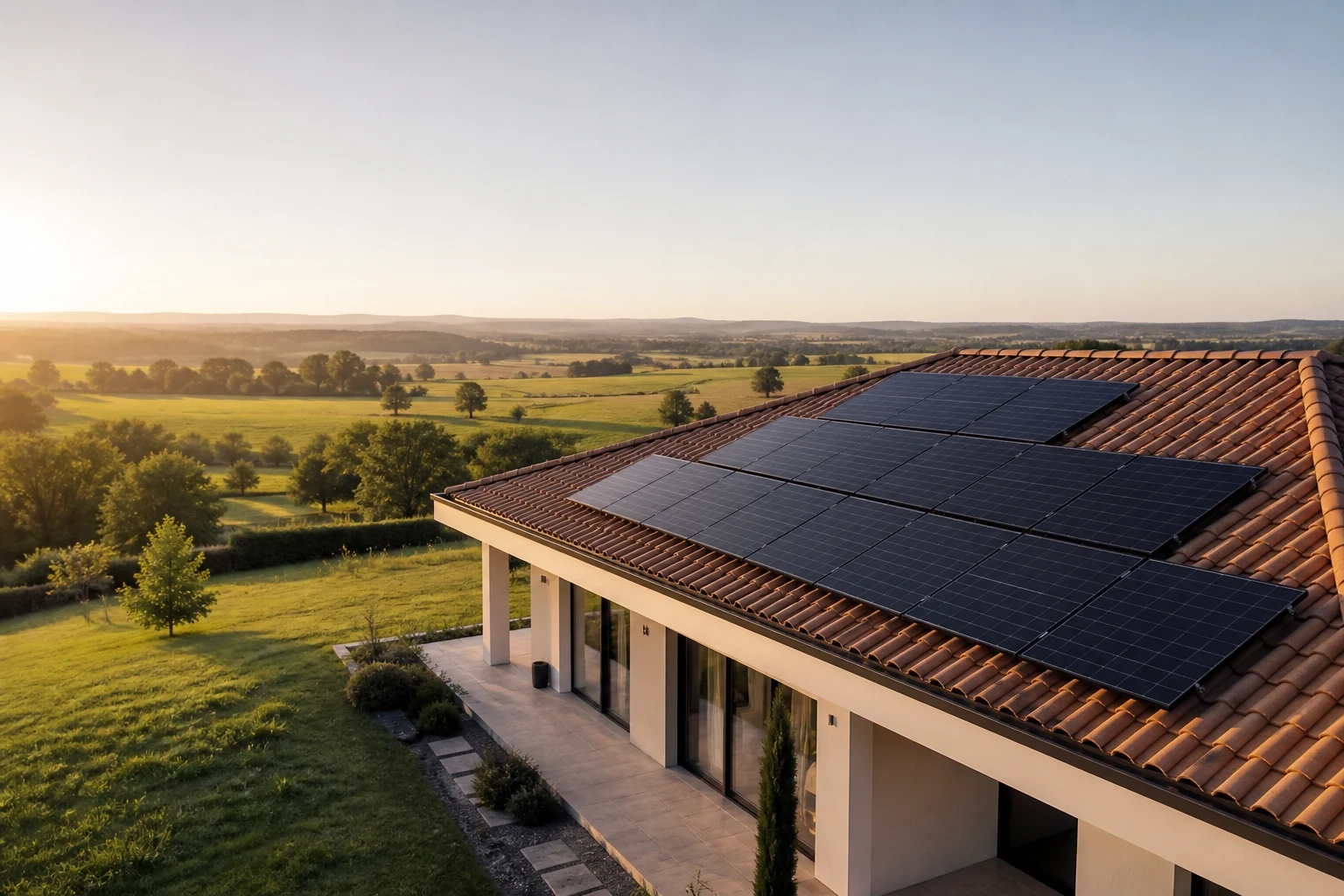 Maison équipée de panneaux photovoltaïques près de Bourg-en-Bresse