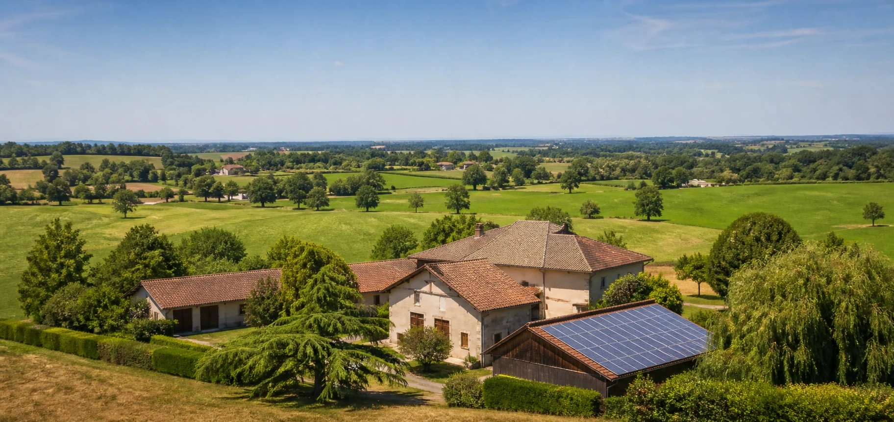 Bâtiment rural de Bresse équipé de panneaux solaires